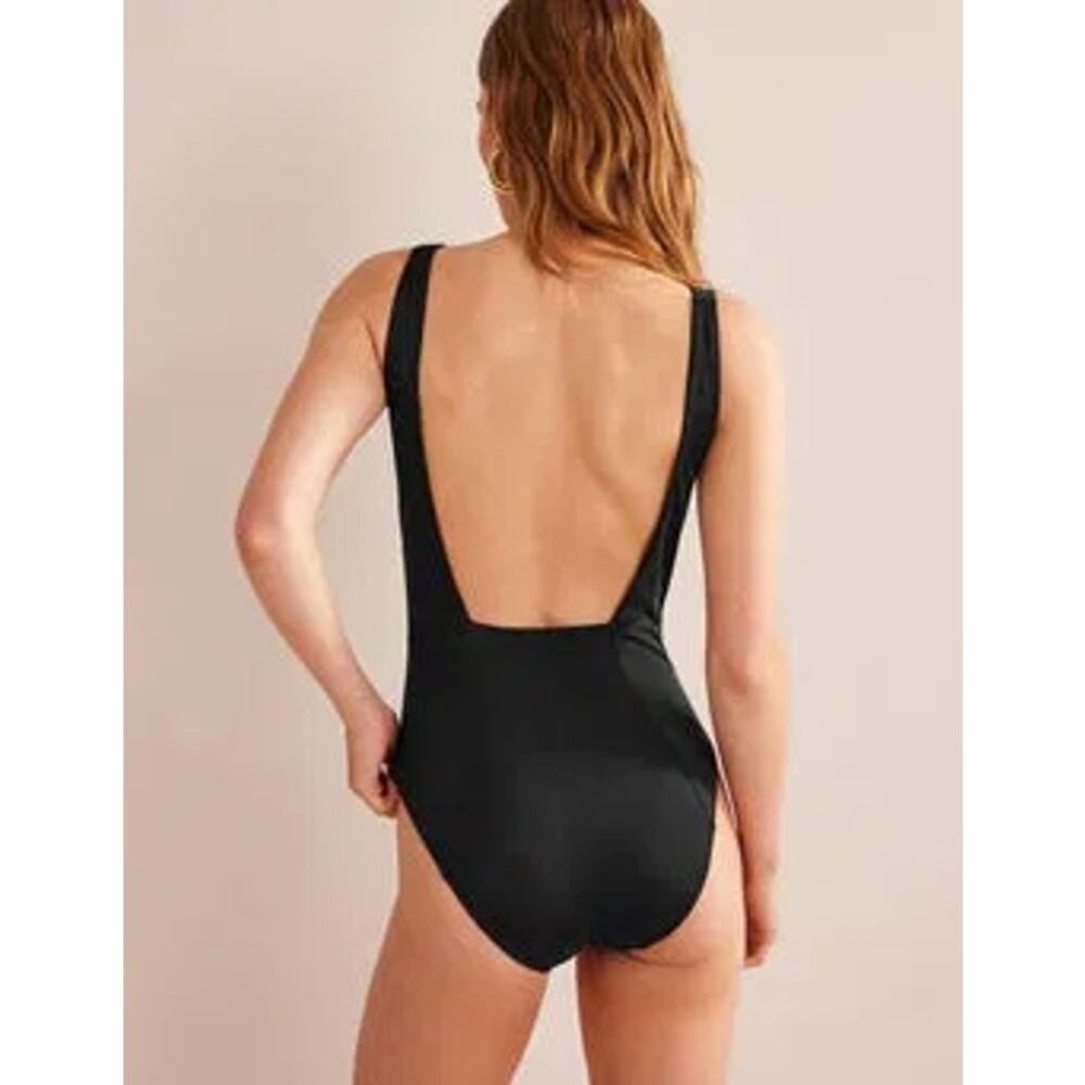 BODEN Square-Neck Panelled Swimsuit one piece black US sz 8 SW26 - Picture 2 of 8